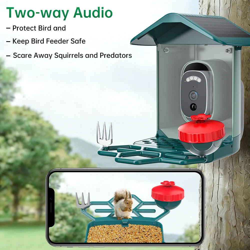 Solar Bird Feed Camera 2.4G WiFi Outdoor IP Camera Feeder Waterproof HD Bird Video Night Vision Identify Birds Species