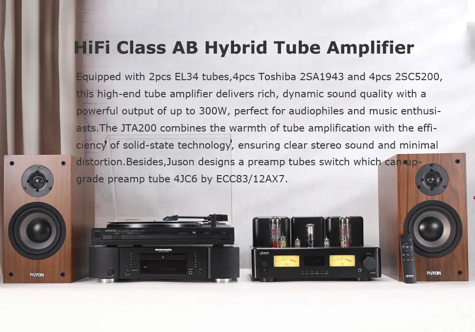 Juson Audio JTA200 300WRMS EL34 Class AB Intergrated Tube Amp With Headphone Sub Out Ship from Oversea Warehouse