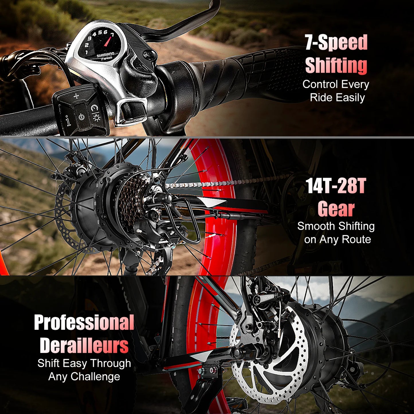 1500W Electric Bike 48V 15Ah Battery 26" 4.0 Fat Tire Ebike 34MPH High Speed Mountain Bicycle Off-Road Snow Bike for Adults