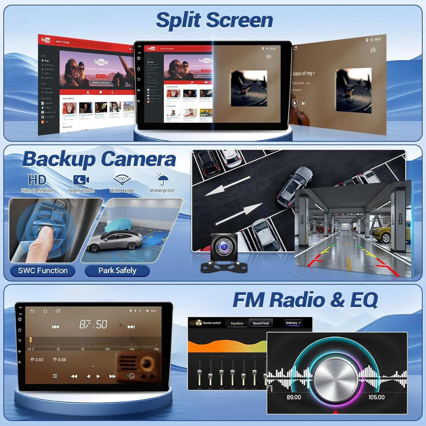 Android 15 Car Radio Video Audio Multimedi Player for Honda Accord 8 US 2008-2013 CarPlay GPS Navi DSP Stereo Split Screen WIFI
