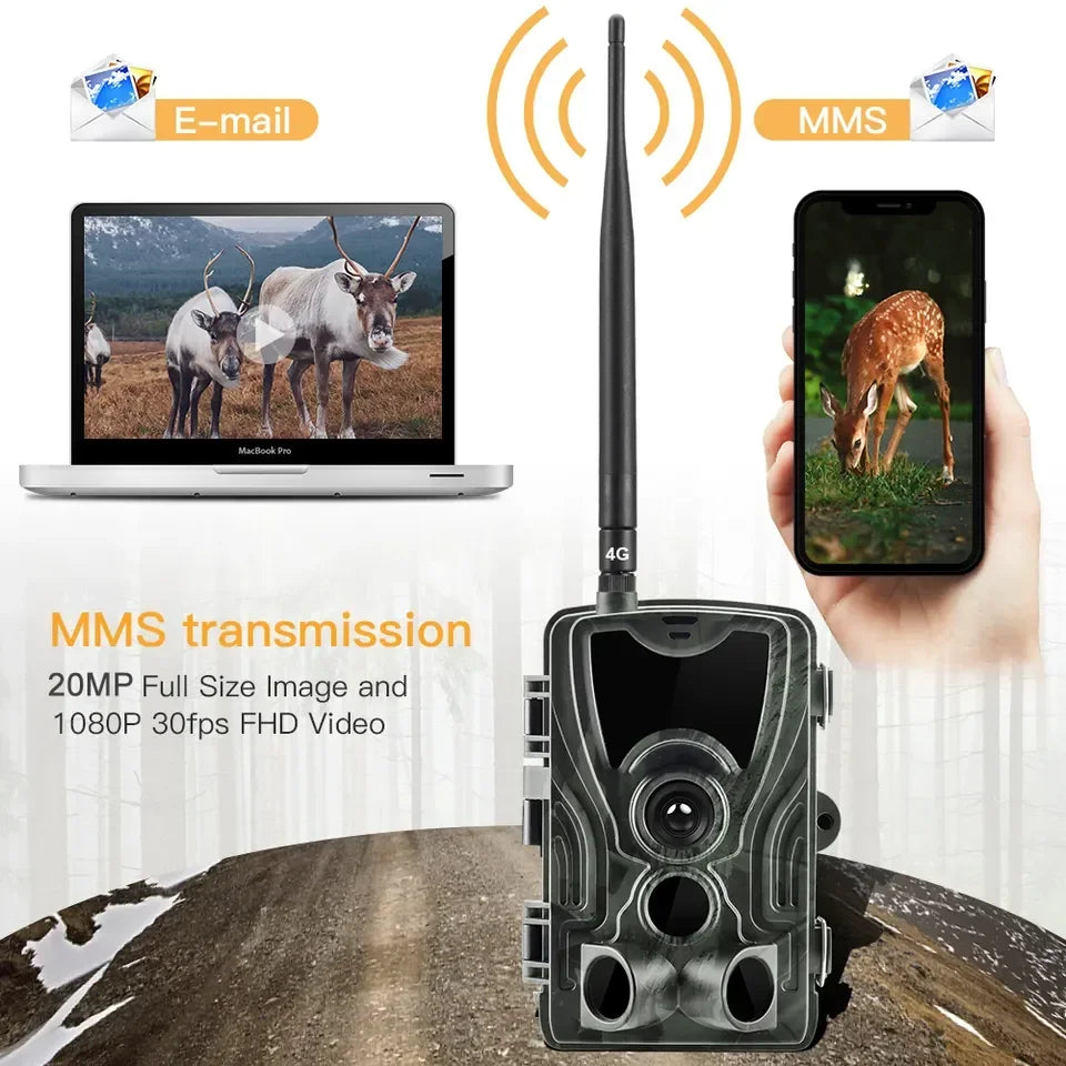 HC-801pro 4G Hunting Trail Camera 4K Video Live Show Night Vision Photo Trap 30MP APP Bluetooth Control Wildlife Cameras
