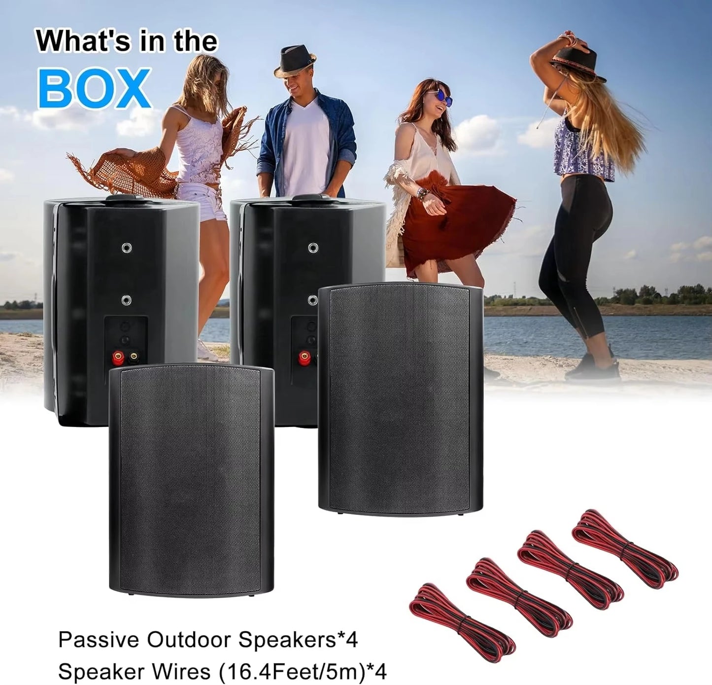 Herdio 6.5 Inch Outdoor Speaker 800W Waterproof Passive Wall Mounted Stereo Bass for Easy Installation in Patio Pool Yard