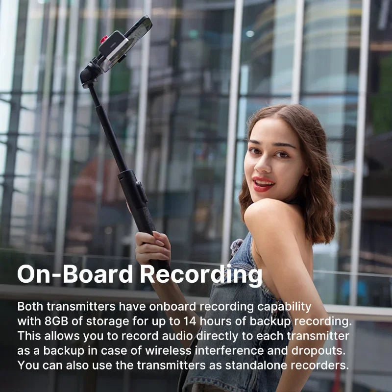 2.4G Stereo Wireless Microphone 100m Pickup 20+H Dual-Channel Recording for DSLR IOS Android PC Live Interview