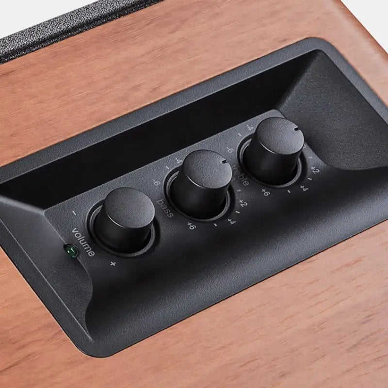 Powered Bookshelf Speakers 2.0 Active Near Field Monitor, 42W RMS, Wooden Enclosure, AUX Input, Remote Control