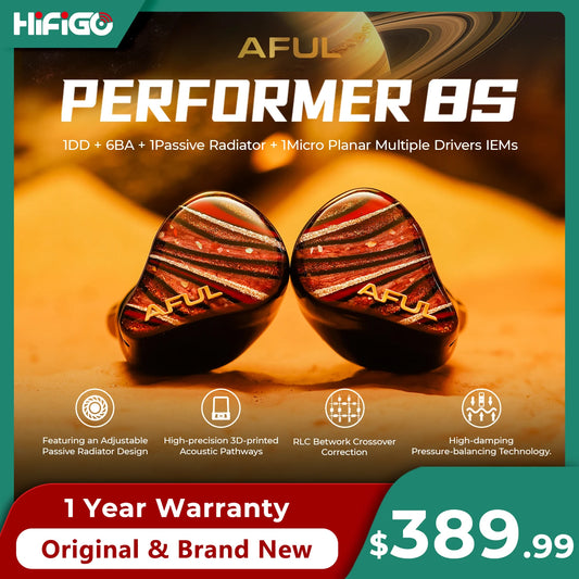 AFUL Performer 8S HiFi Earphones 1DD+6BA+1Passive Radiator+1Micro Planar In-ear Wired Headphone Music Earbud IEM AFUL P8S HiFiGo