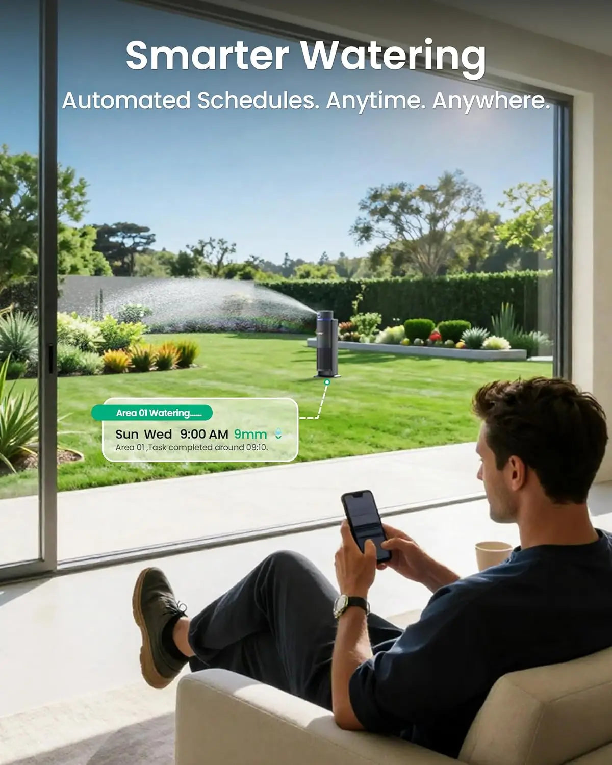Smart Irrigation System, 4-in-1 Multi-Zone Watering Device, App Control, Smart Scheduling, Garden Sprinkler