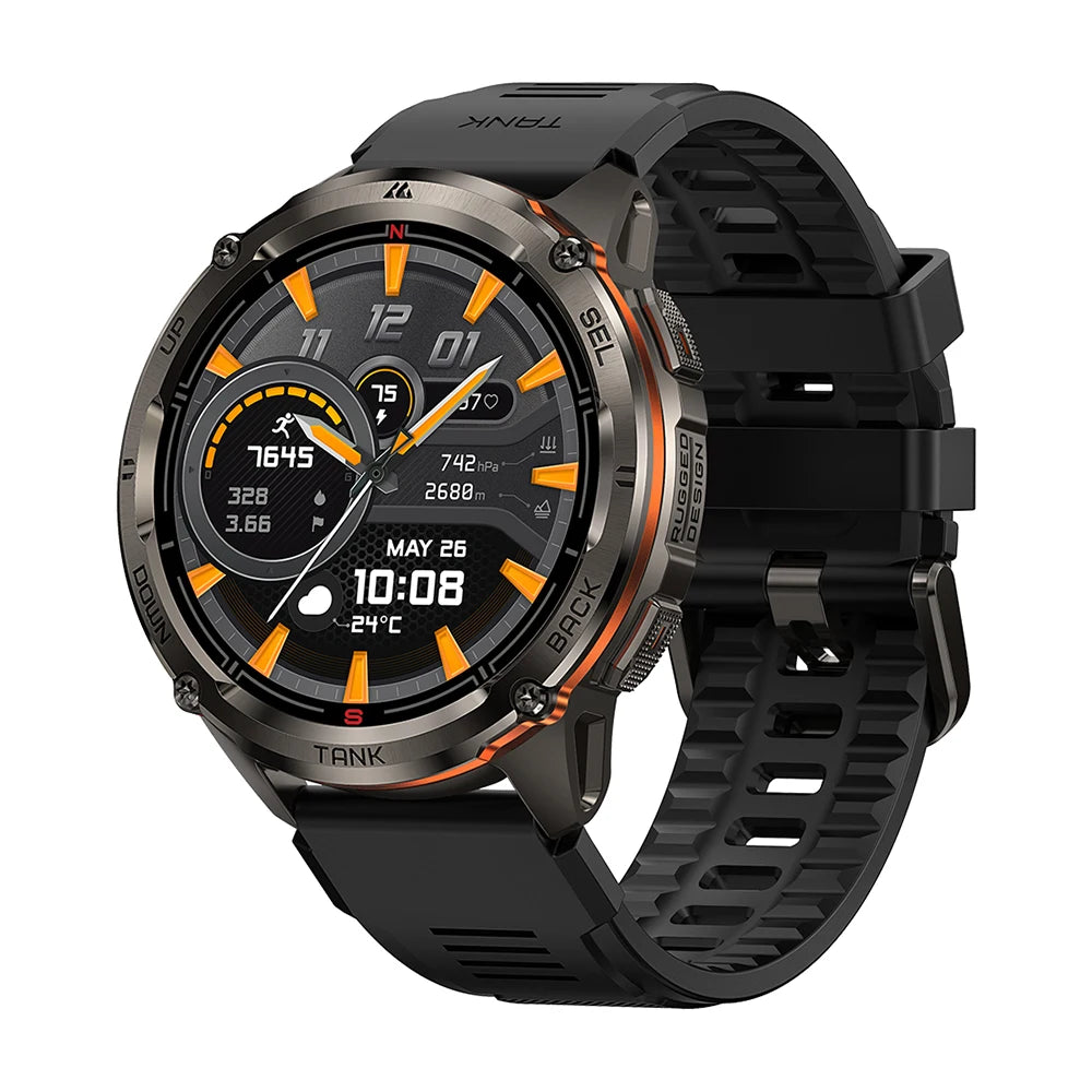 GPS Smart Watch for Men Bluetooth Call 5ATM IP69K Waterproof Men's Watch Stainless Steel Health Monitor