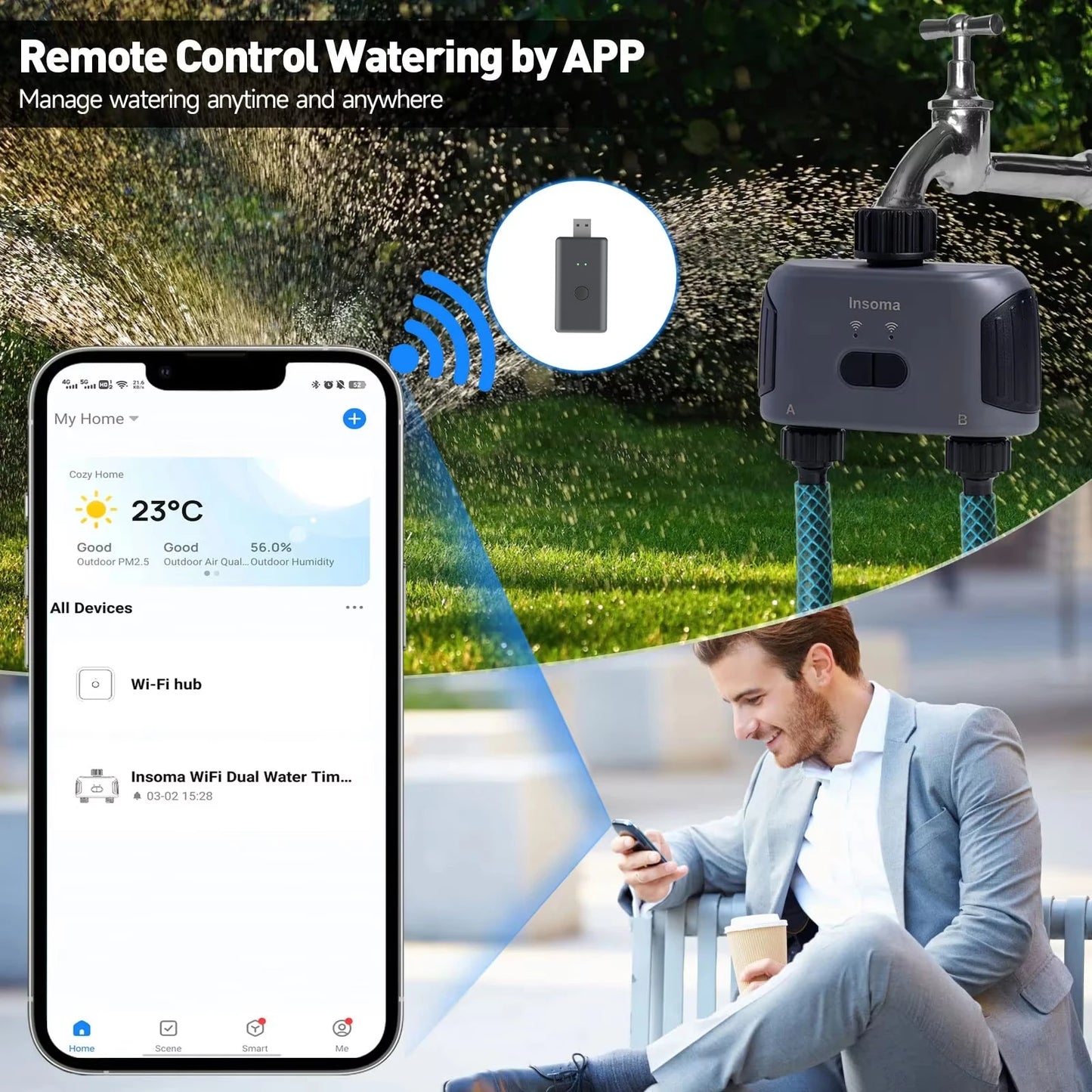 Automatic Water Timer Zigbee Wifi 2-Outlet Garden Irrigation Watering System Sprinkler Programmer Tools support Alexa