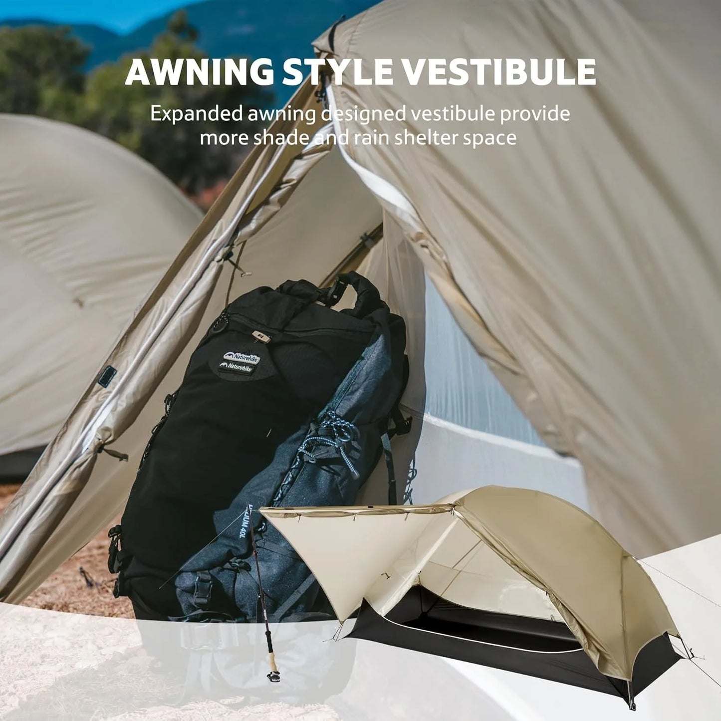 Ultralight Backpacking Tent 15D Nylon Waterproof Hiking Tent 1/2 Person Riding Travel Trekking Shelter Tent