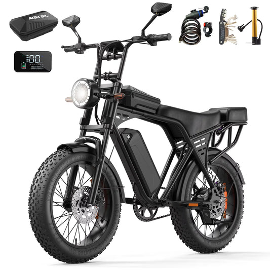 X5 20 Inch Fat Tire All Terrain Electric Bike 1500W Peak Motor E-Bike 48V15AH Removable Battery Dual Disc Brake Adult Electric Bicycle Off Road Beach Snow