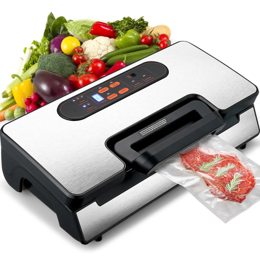 130W Vacuum Sealer Food Packaging Machine with Free 10pcs Vacuum bags for Household Kitchen Vacuum Food Sealing