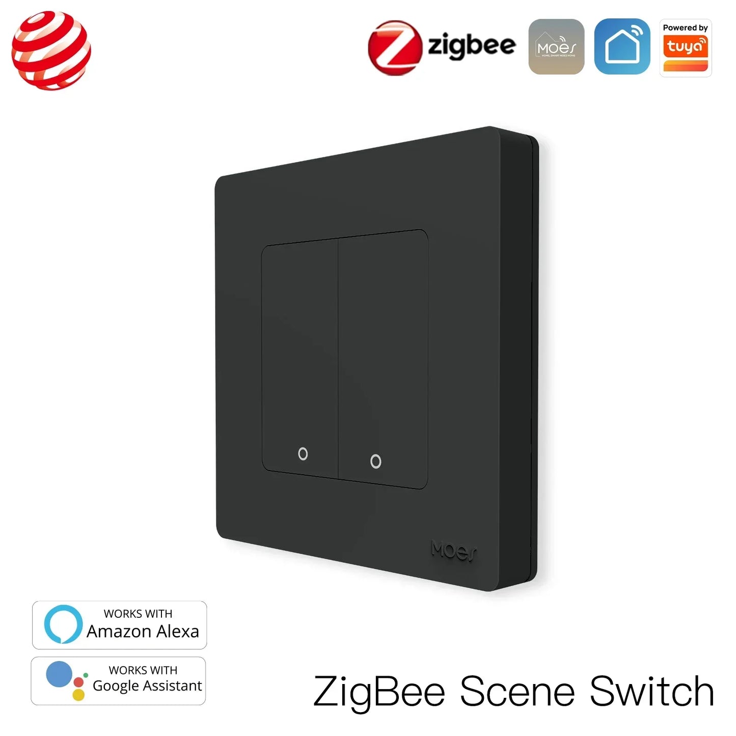 MOES Star Ring Series ZigBee Smart Light Switch Dimmer Switch and Curtain Switch Smart Life APP Work with Alexa Google Home