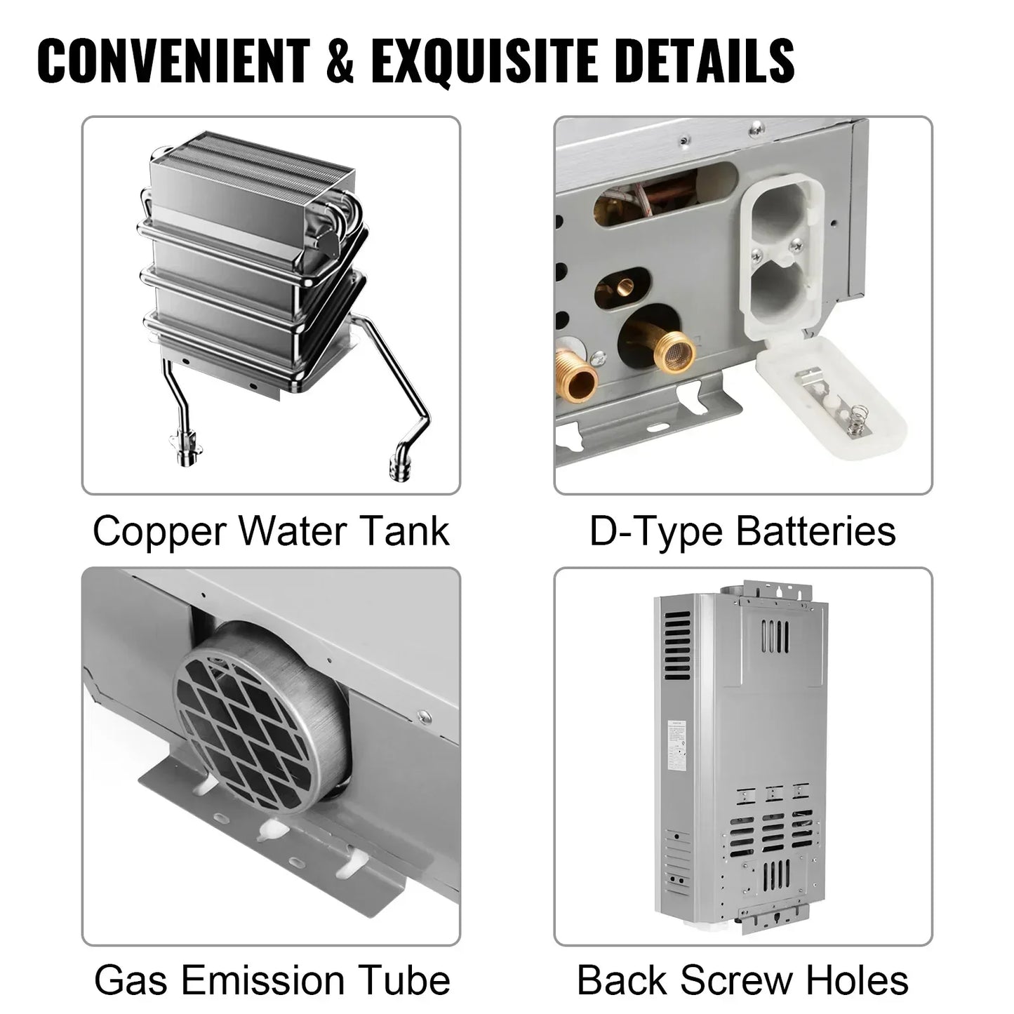 SIHAO LPG Water Heater 6L 8L 10L 12L 16L 18L Gas Water Heater Tankless Stainless Steel Boiler Outdoor Camping Appliance