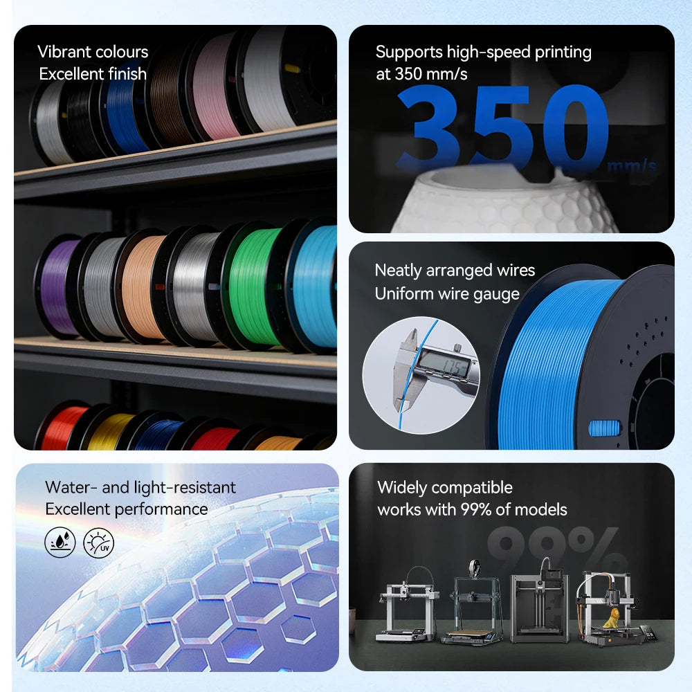 22LBS PETG or PLA filament 3D Printer Filament 10 Rolls 1KG 1.75MM Eco-Friendly Good Toughness Mix Color Free Shipping